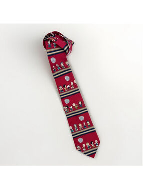 Vintage Peanuts Snoopy Charlie Brown Red Silk Novelty Neck Tie Cartoon